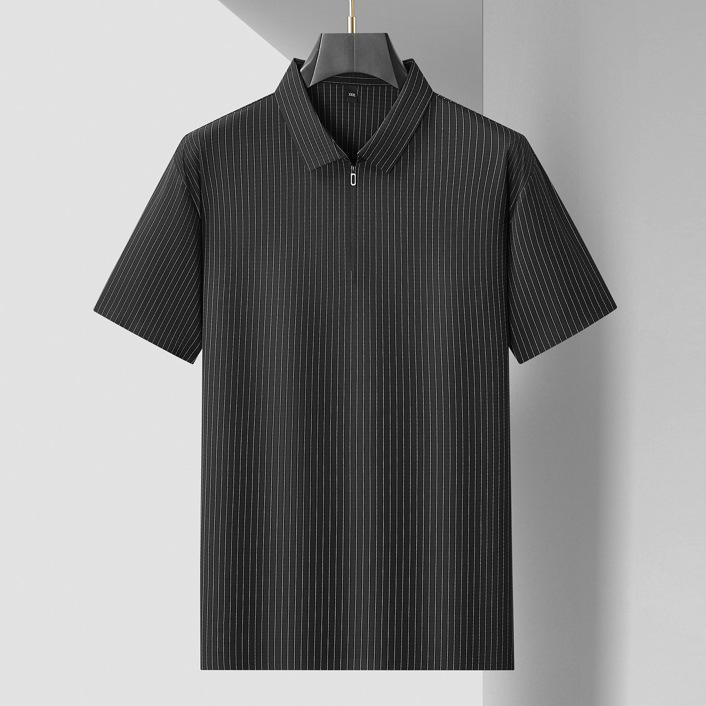 普洛克正品男装 大码t恤夏微弹宽松暗纹翻领t恤商务免烫衫潮亲子