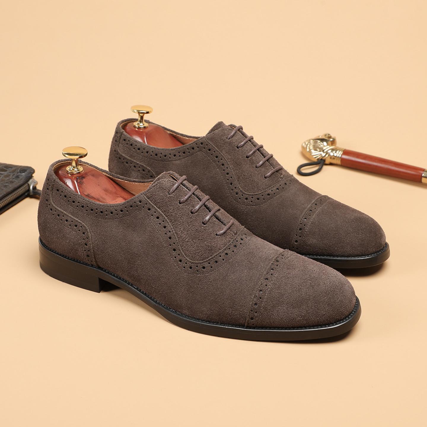 普洛克正品 绅士鞋商务正装皮鞋男士反绒皮布鞋方头翻毛皮休闲鞋