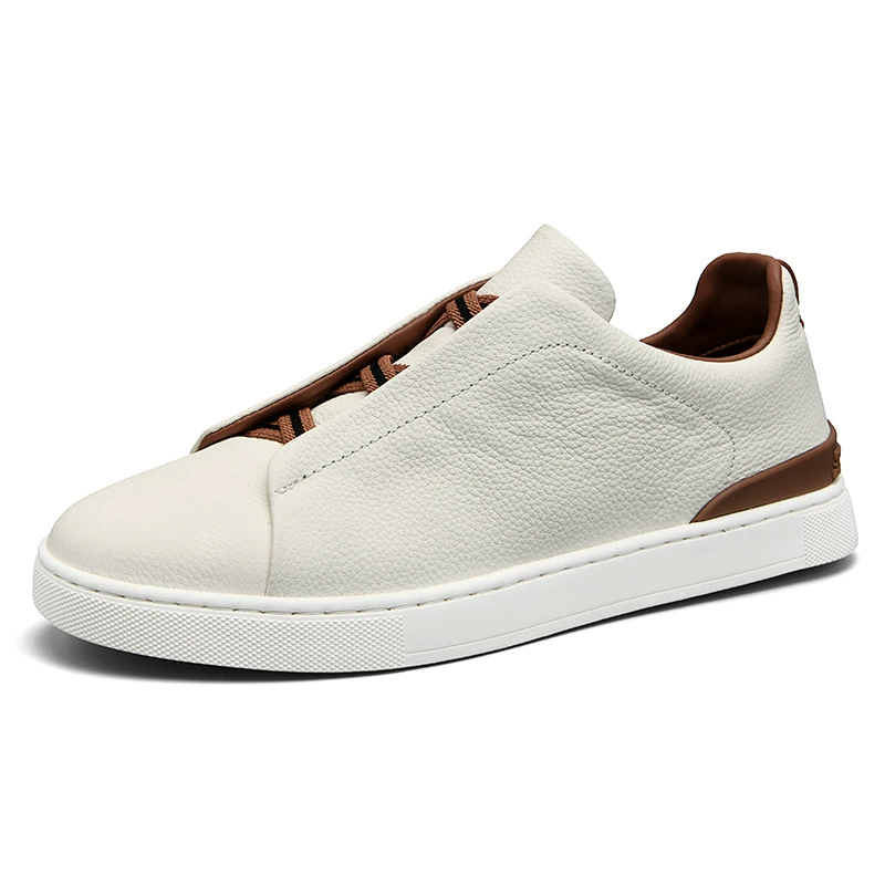 普洛克正品 头层牛皮青年真皮厚底休闲鞋子春秋增高户外小白板鞋