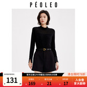 飘蕾黑色小波点满天星设计T恤冬轻奢高级感修身 3件9折 打底衫