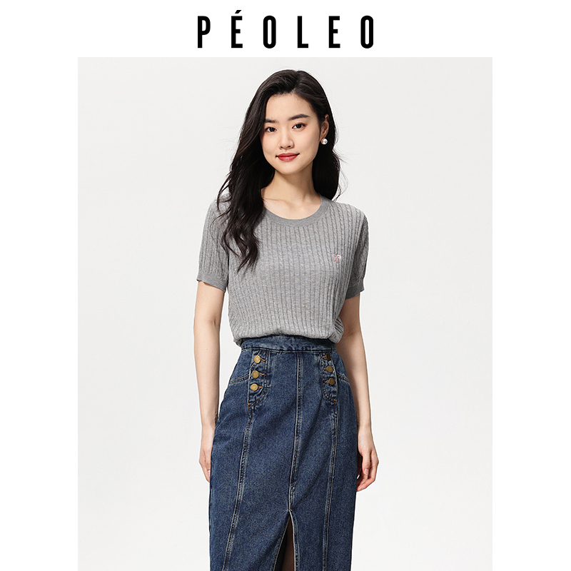 飘蕾灰色修身毛衣针织