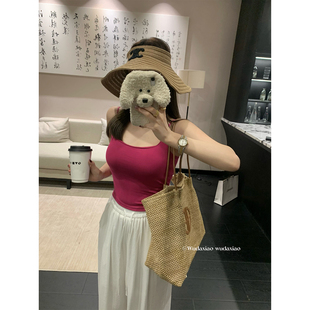 (吴大笑)绯色心动~显白好气色细肩带显瘦带胸垫好穿背心吊带女