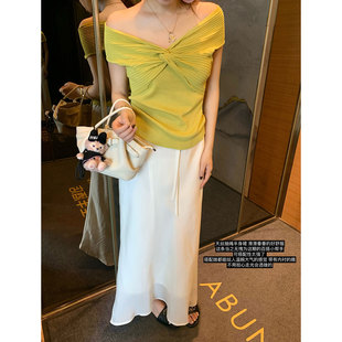 （吴大笑）草木素时～温婉大气垂滑天丝棉百搭抽绳松紧腰半身裙女