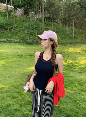 （吴大笑）枫叙旧话～小众设计感撞色显白显瘦百搭针织洋气背心女