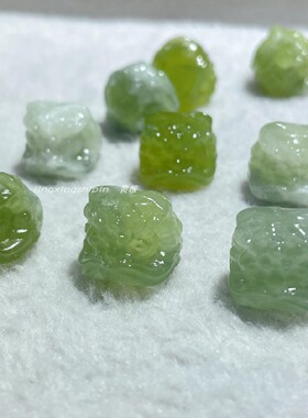 岫玉醒狮提溜手工DIY招财配件