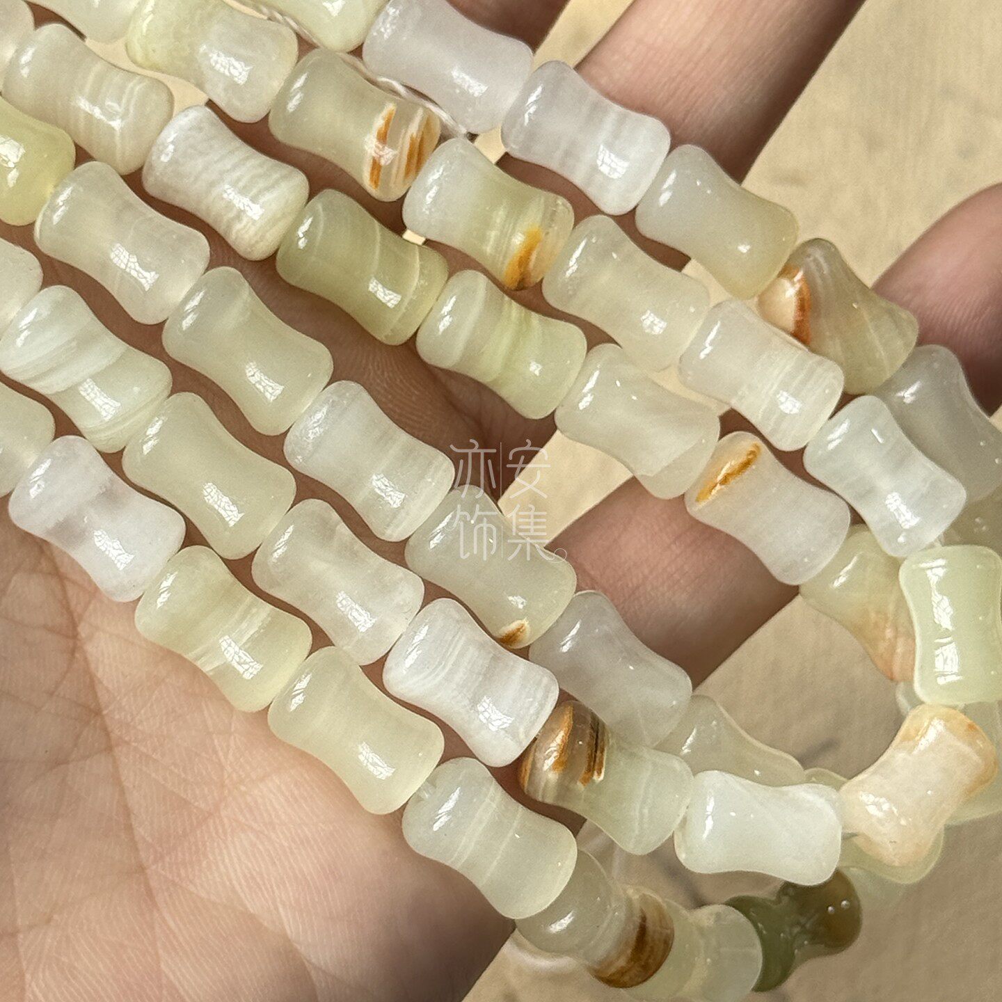 天然阿富汗玉竹节散珠 新中式DIY 串珠节节高升汉服配饰手串配珠