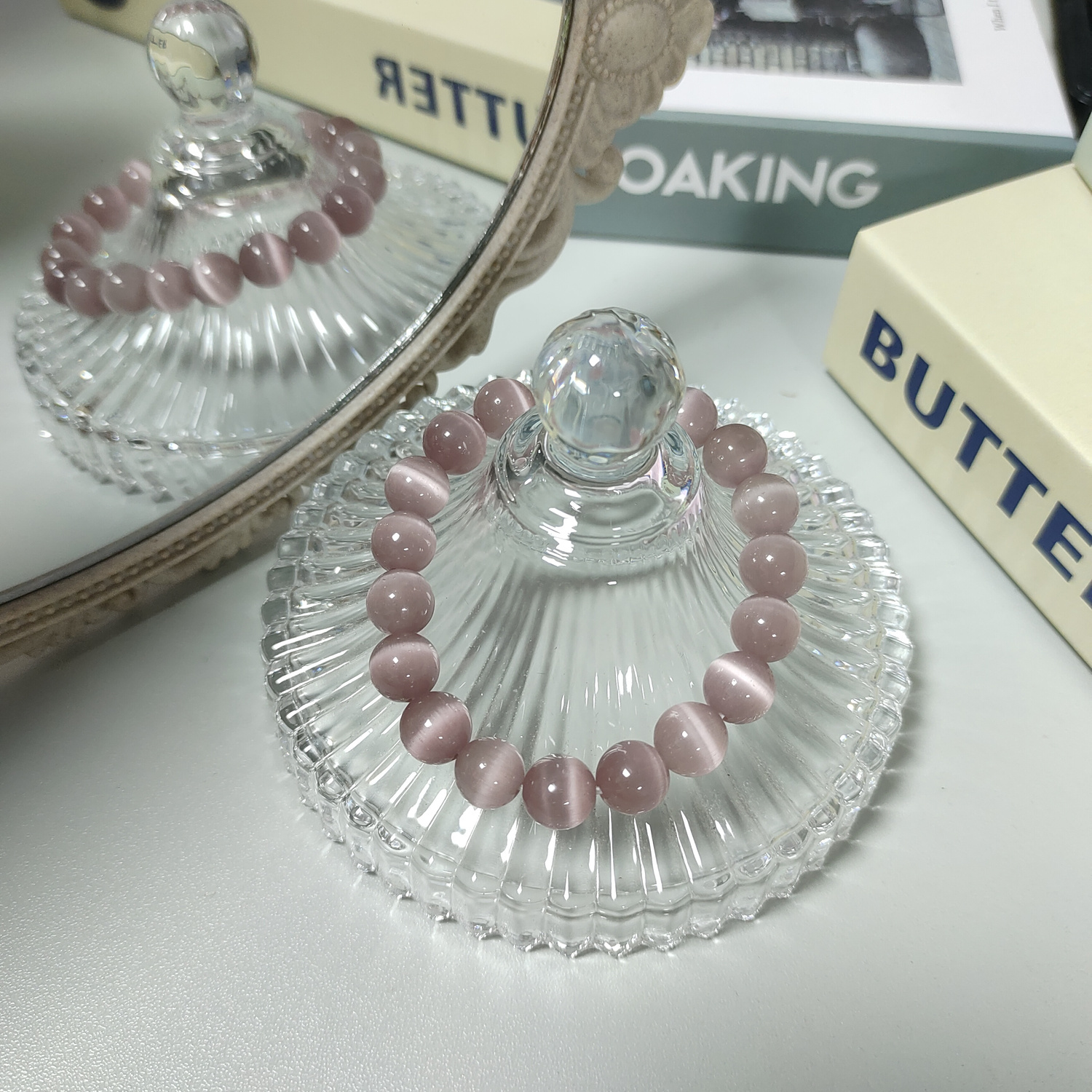 琉璃水晶手串粉紫色个性百搭手链