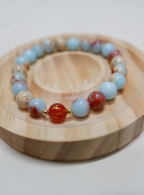 女款寿山石玛瑙中国风天然石手串