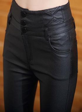 2026新秋冬加绒亚光皮裤女百搭腰显瘦打底裤女爆款外穿黑色小脚裤