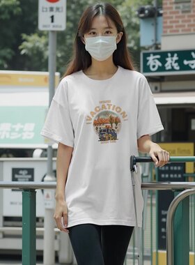 2025新款纯棉磨毛短袖t恤女中长款韩版宽松休闲上衣打底衫夏秋季