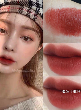 韩国正品3ce谣言口红116方管哑光雾面唇膏女909砖红色220南瓜222