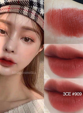 韩国正品3ce口红116方管908哑光雾面唇膏女909砖红色220南瓜222
