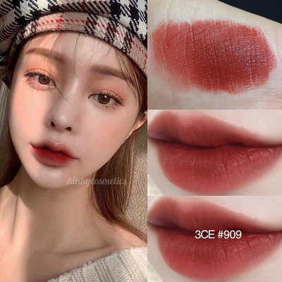韩国正品3ce谣言口红116方管哑光雾面唇膏女909砖红色220南瓜222