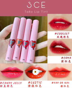 纹身唇釉唇彩姨妈色TATTOO LIP 韩国3ce新品 水7家 TINT粉管滋润