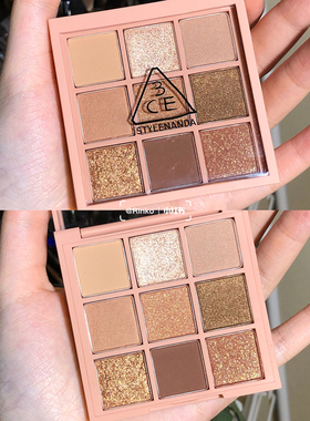 overtake韩国3CE黑色九色眼影盘全珠光系列闪烁亮片眼影晶莹剔透