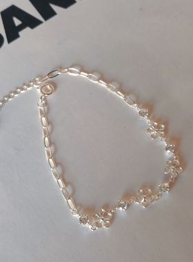 S925纯银花朵锆石手链小众设计轻奢百搭个性手饰时尚百搭气质女潮