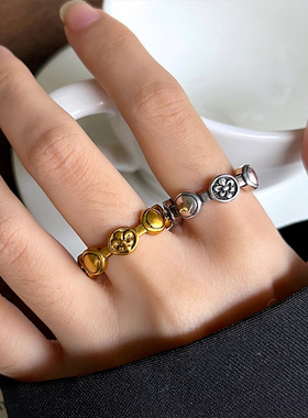 S925银戒指个性朋克夸张设计感饰品嘻哈开口戒指不色小麦太保女潮