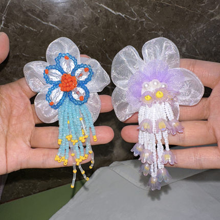 TRstudio串珠流苏花朵手机壳气囊支架仙气手作适用于iphone14安卓