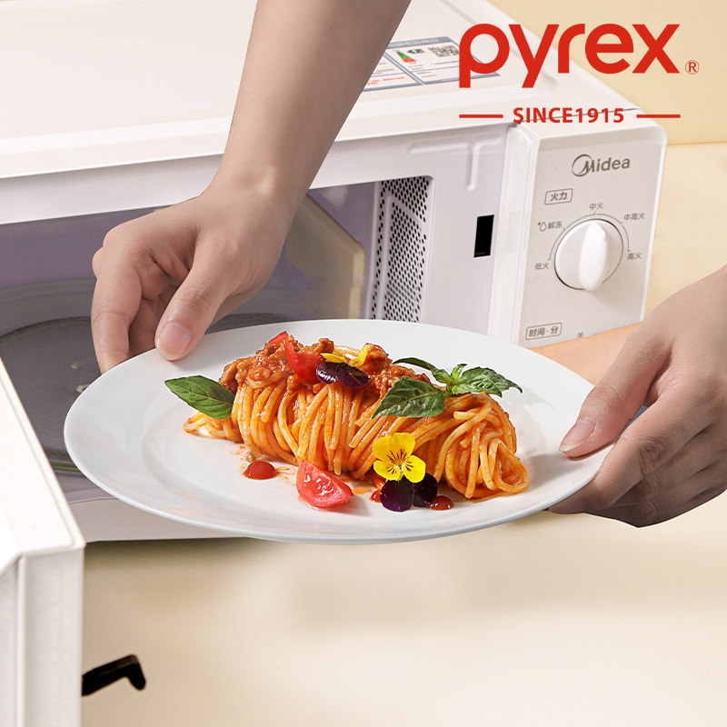 Pyrex康宁纯白骨瓷盘子家用菜盘2025新款高级感陶瓷餐具餐盘碗碟