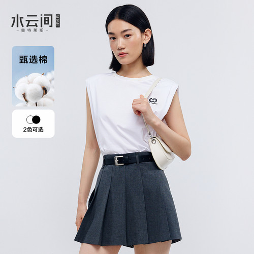 水云间无袖上衣T恤女纯棉内搭短袖坎肩宽松简约百搭2026夏季新款
