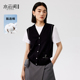 背心上衣2025秋款 水云间黑色学院风马甲外套女马夹无袖 叠穿针织衫