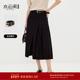水云间学院风黑色百褶裙女miu系a字半身裙子中长款 压褶裙2025秋款