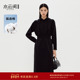 水云间黑色连帽卫衣连衣裙女中长款 收腰裙子户外运动风2025秋冬款