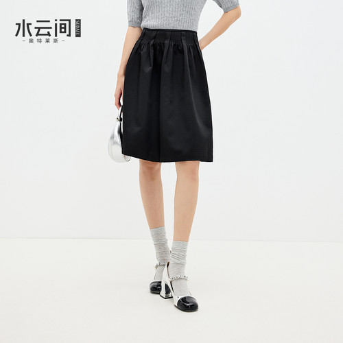 水云间黑色a字压褶半身裙女短裙伯克利半裙简约时尚百搭2026夏款