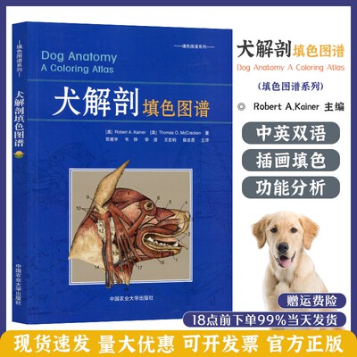 犬解剖填色图谱小动物解剖指引兽医中英双语对照解剖书犬猫临床解剖彩色图谱 Robert A. Kainer 等 著 常建宇 等 译9787565518225