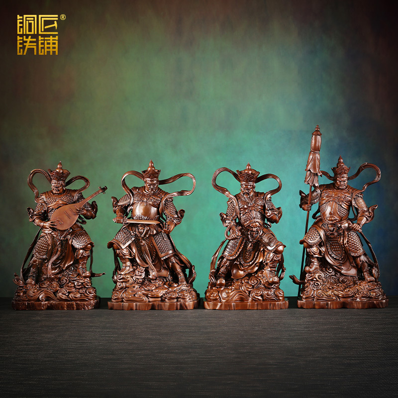 紫铜《四大天王》铜像摆件大号风调雨顺金刚护法持国增长广目多闻