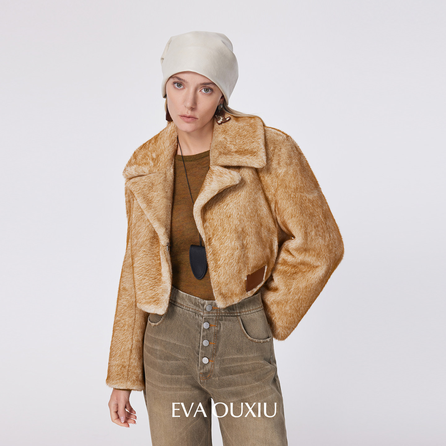 EVAOUXIU时尚短款环保皮草冬日御寒神器气质夹棉毛毛外套,女装/女士精品,皮草,淘宝优惠券,粉丝福利购,淘宝优惠卷