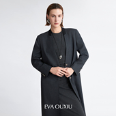 EVAOUXIU高智感通勤无领廓形西装 大衣女 羊毛西装 25秋冬新款 中长款