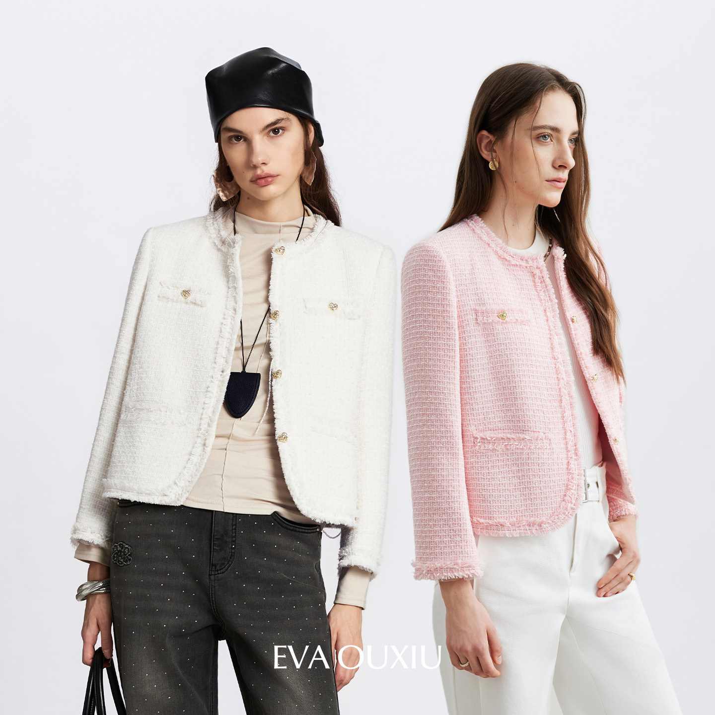 EVAOUXIU【新品】小香风短外套女2025秋新款气质通勤优雅贵气上衣,女装/女士精品,短外套,淘宝优惠券,粉丝福利购,淘宝优惠卷