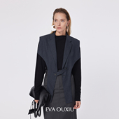 EVAOUXIU原创设计绵羊毛披肩外套叠穿风百搭上衣无袖 外穿