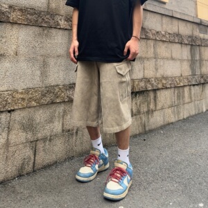 scs想文 美式街头口袋工装短裤男女复古宽松百搭休闲cleanfit长裤
