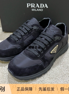 正品现货 Prada普拉达 25秋冬男士麂皮布面系带运动休闲鞋 2EE436