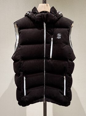 BC灯芯绒厚款带帽羽绒马甲