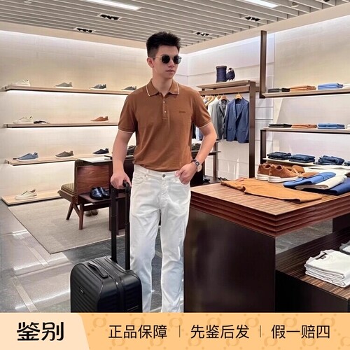 Zegna弹力棉质修身款短袖POLO衫