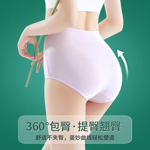 高腰纯棉抗菌女大码三角内裤