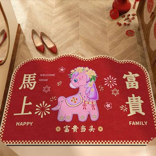 马上有钱地垫入户门硅藻泥吸水防滑脚垫玄关门口大尺寸异形垫子