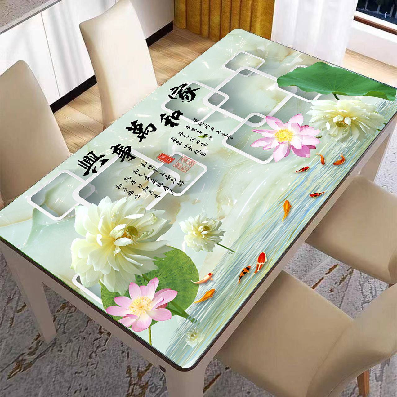 新中式餐桌垫中国风防水隔热防烫防油免洗一擦即净茶几桌,居家布艺,茶几垫,淘宝优惠券,粉丝福利购,淘宝优惠卷