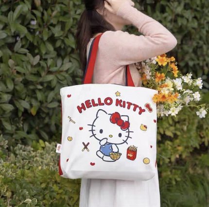 格力高HelloKitty可爱卡通学生装书帆布袋大容量单肩学生收纳袋