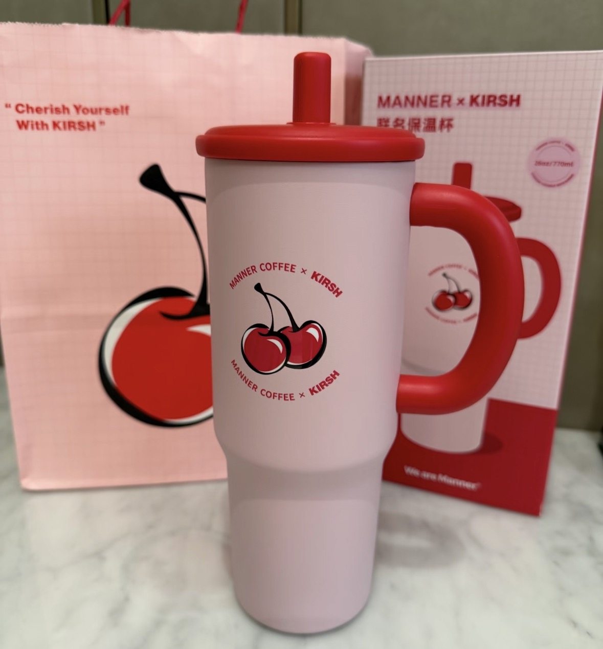 Manner x Kirsh联名款保温杯不锈钢吸管杯大容量水杯闺蜜生日礼物图片