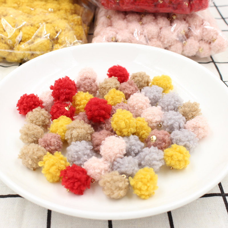 基础可爱耳环发饰发圈仿羊毛呢圆毛球手工diy材料小毛绒球饰品配