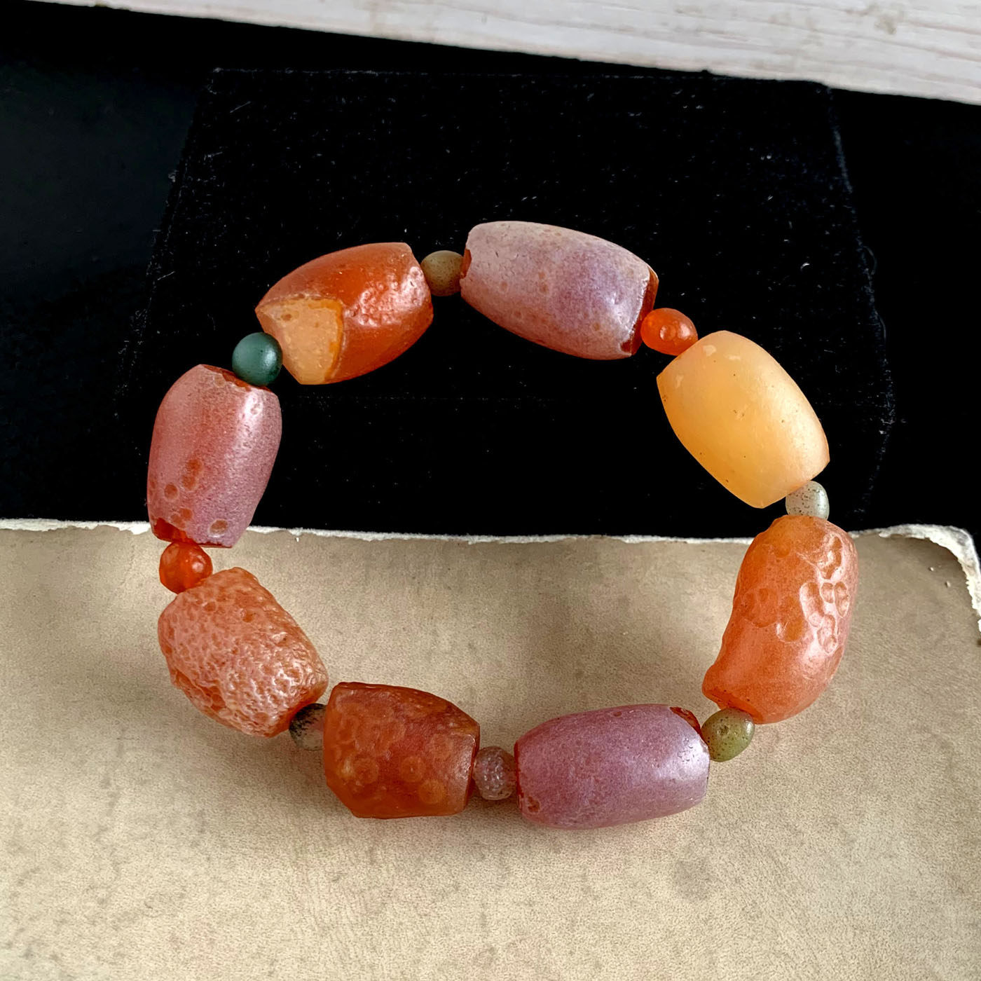 水玉冰魄阿拉善玛瑙手链多彩原石手串籽玛瑙桶珠原皮原色实物男款