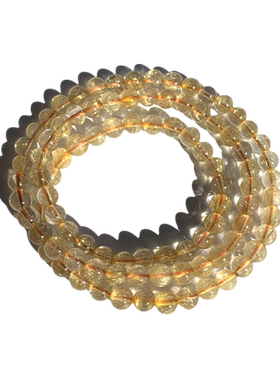 天然金发晶三圈手链佛珠