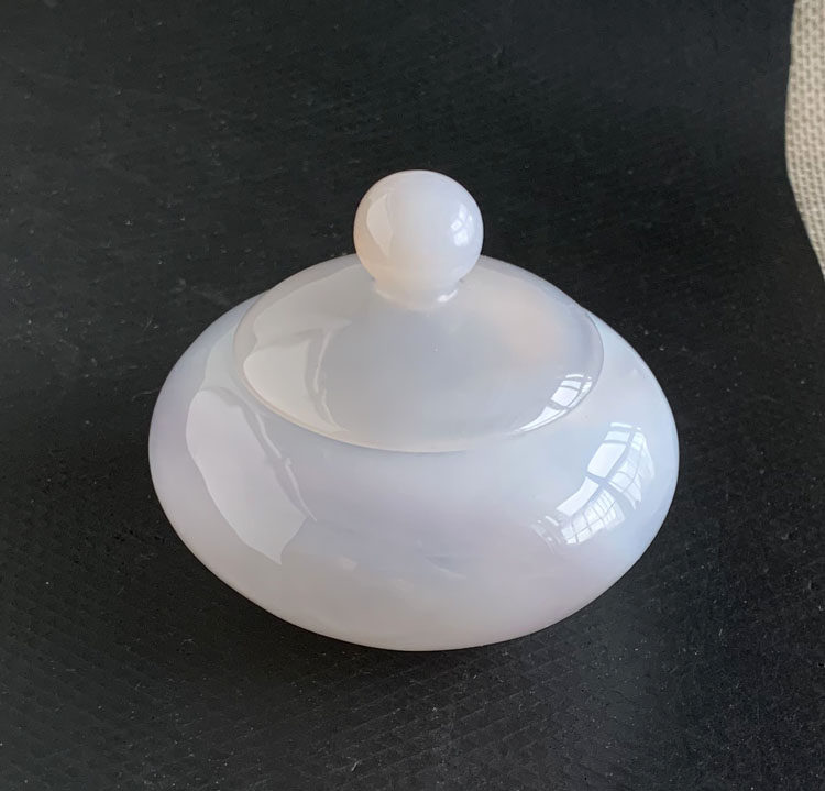 水玉冰魄天然淡紫玉髓茶叶罐摆件玛瑙茶叶盅储物饰品聚宝盆实物