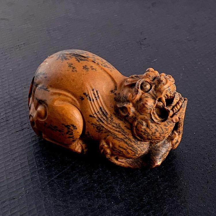 天然阿拉善玛瑙貔貅手把件原石手工雕刻把玩办公桌面奇石水草实物