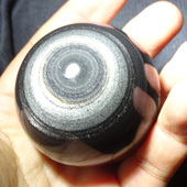 健身球实物 手把件 水玉冰魄新货天然黑曜石摆件 彩银曜石球把玩