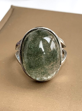 天然绿幽灵戒指中指异像水晶实物